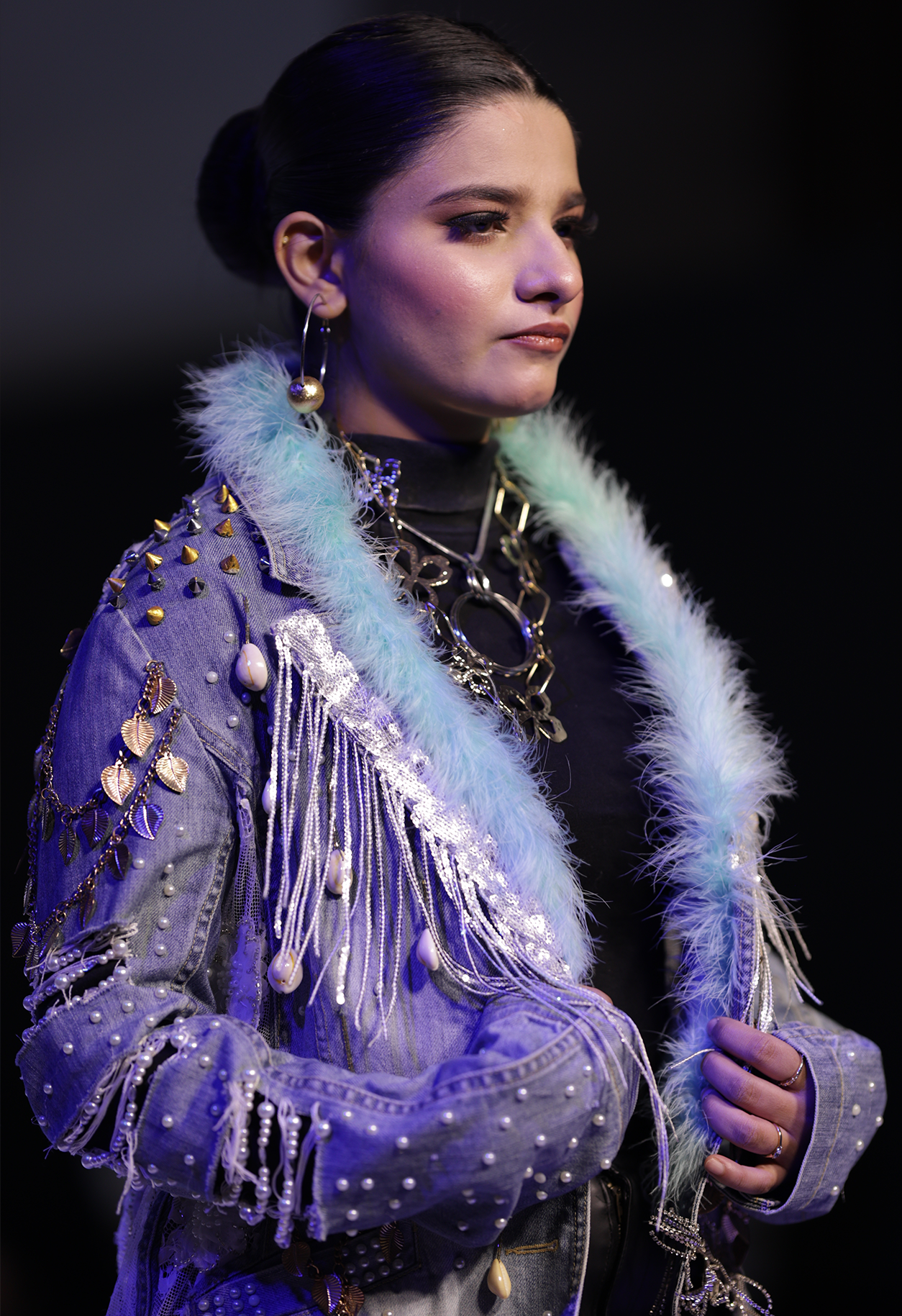 Vintage Fur Collage Denim Jacket - Image 3