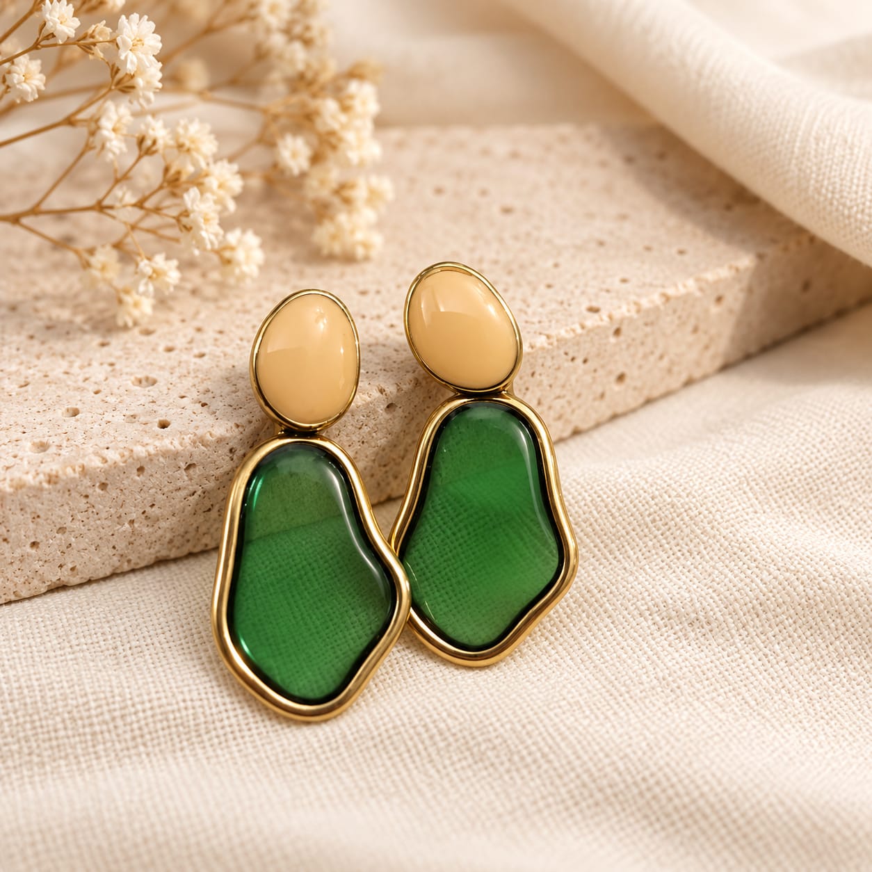 Emerald-green earrings