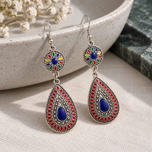 Multicolor Enamel Teardrop Earrings